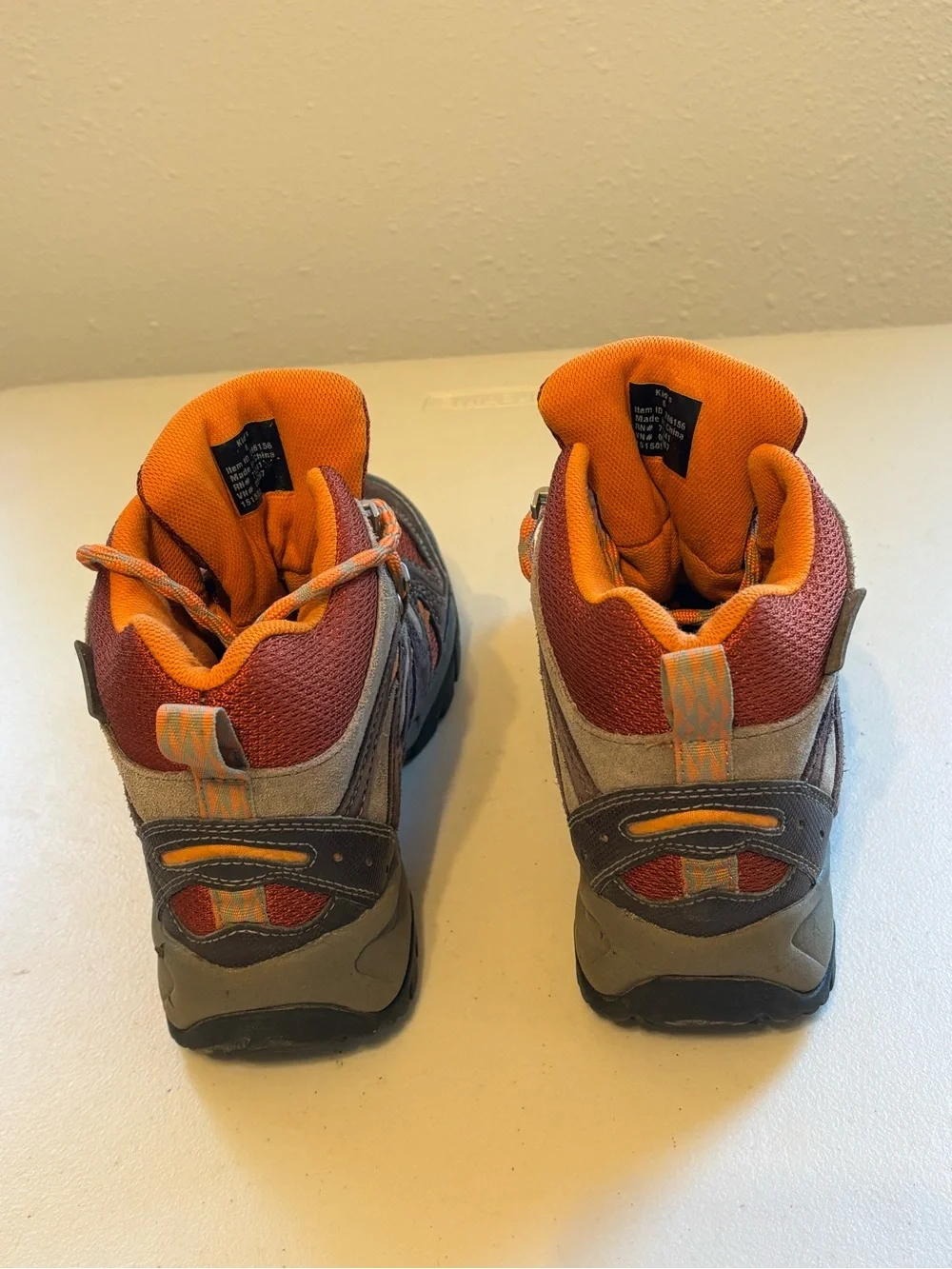 L.L. Bean Kids Orange and Brown Hiking Boots